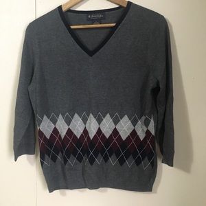 Brooks Brothers silk cashmere argyle sweater Large